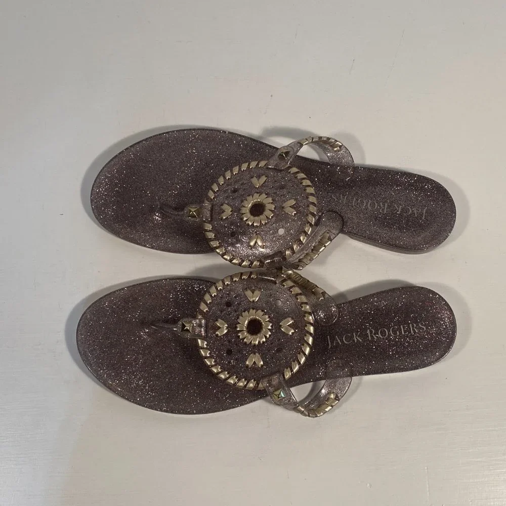 Jack Rogers Sparkle Rubber Jelly Thong Sandals Women Size 9 - Picture 5 of 8